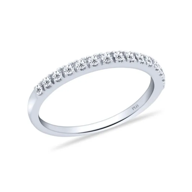 Media alianza de oro blanco y diamantes talla brillante 0.23 quilates