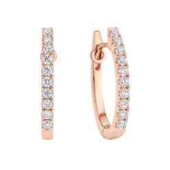 Pendientes de aro de oro rosa y diamantes 0,14 quilates