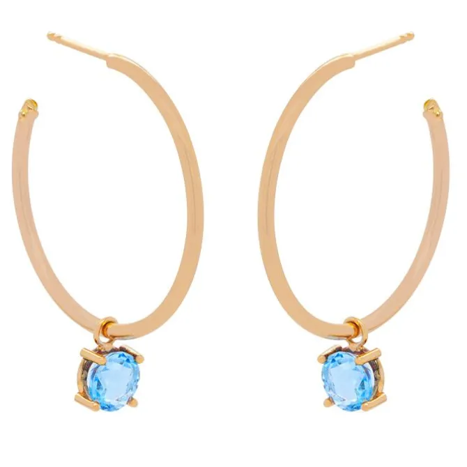 Pendientes de aro de oro rosa y topacios
