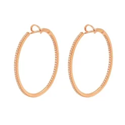 Pendientes de aro en oro rosa y diamantes 0.96 quilates