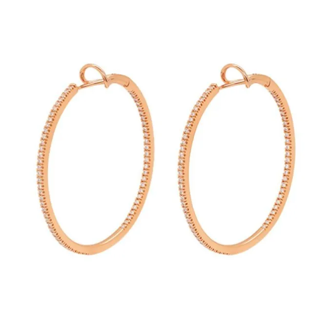 Pendientes de aro en oro rosa y diamantes 0.96 quilates