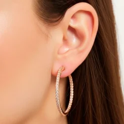 Pendientes de aro en oro rosa y diamantes 0.96 quilates