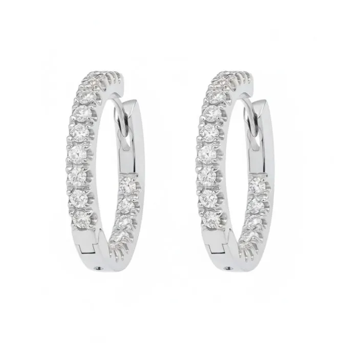 Pendientes de aro en oro blanco con diamantes 0.80 quilates