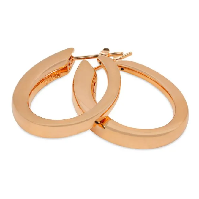 Pendientes de aro ovalado en oro rosa
