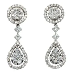 Pendientes de novia desmontables en oro blanco y diamantes