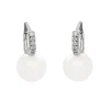 Pendientes de oro blanco, diamantes 0,16 quilates y perlas Australianas