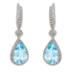 Pendientes de oro blanco, aguamarinas 4,62 quilates y diamantes 0,76 quilates