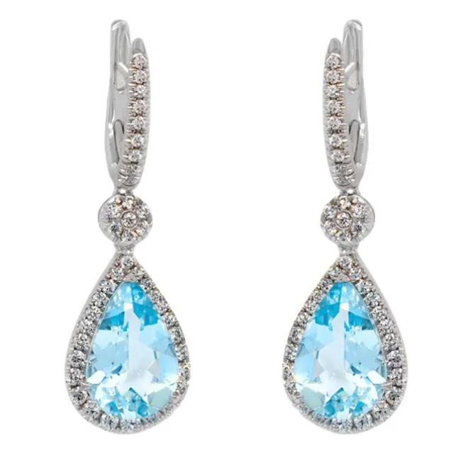 Pendientes de oro blanco, aguamarinas 4,62 quilates y diamantes 0,76 quilates