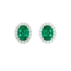 Pendientes de oro blanco con diamantes 0,35 quilates y esmeralda 1,52 quilates