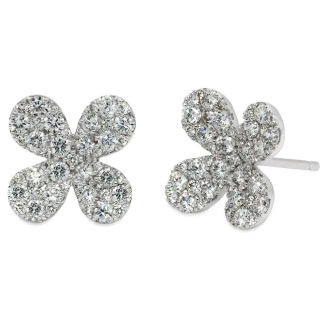 Pendientes de oro blanco y flor de diamantes 1,19 quilates