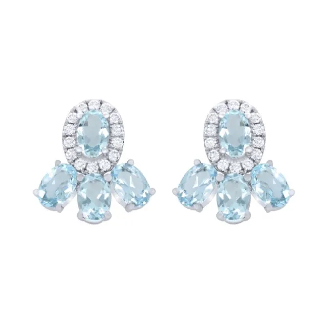 Pendientes de oro blanco con diamantes 0.34 quilates y aguamarinas 3.16 quilates