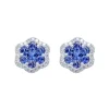 Pendientes de oro blanco, diamantes 0.23 quilates y zafiros 0.79 quilates