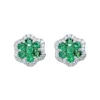 Pendientes de oro blanco, diamantes 0.21 quilates y esmeraldas 0.63 quilates