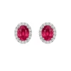 Pendientes de oro blanco con diamantes 0,10 quilates y rubí 0,84 quilates