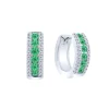 Pendientes de oro blanco con diamantes 0.17 quilates y esmeraldas 0.38 quilates