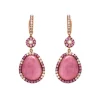 Pendientes de oro rosa con diamantes 0.58, zafiros rosas 0.90 y topacio rosa 12.05