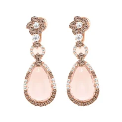 Pendientes de oro rosa con diamantes 1,50 quilates y morganita 18,80 quilates
