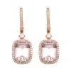 Pendientes de oro rosa con diamantes 0.47 quilates y morganitas 8.46 quilates