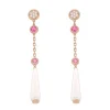 Pendientes de oro rosa, diamantes 0.45 quilates, zafiro rosa 0.94 quilates y ágata