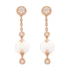 Pendientes de oro rosa, diamantes 0.60 quilates y coral blanco