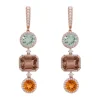 Pendientes de oro rosa, diamantes 1.30 quilates y piedras de colores