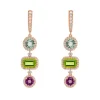 Pendientes de oro rosa, diamantes 1.06 quilates y piedras de color