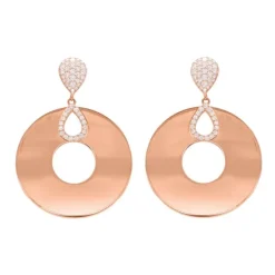 Pendientes de oro rosa redondos con diamantes 1.21 quilates