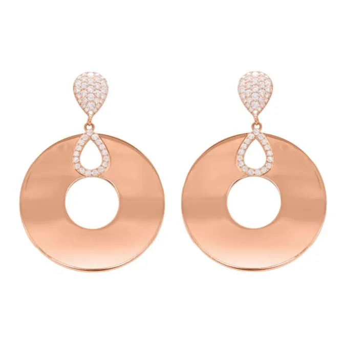 Pendientes de oro rosa redondos con diamantes 1.21 quilates