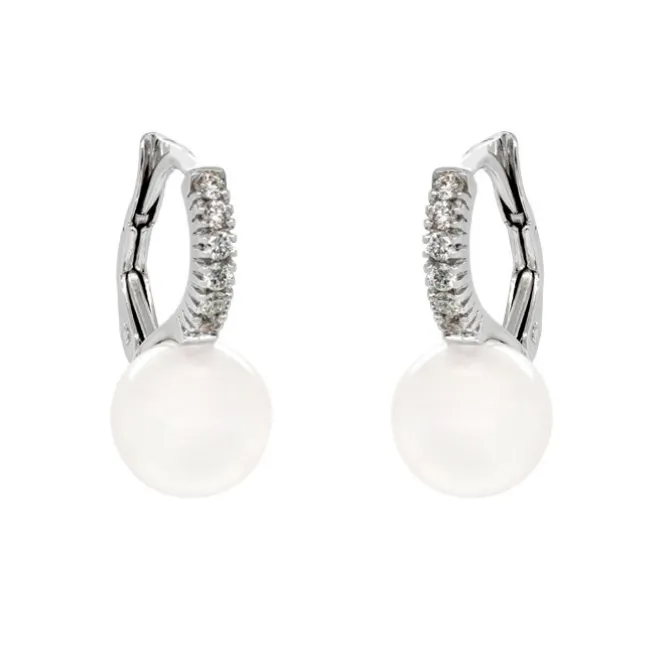 Pendientes de perlas Australianas, oro blanco y diamantes