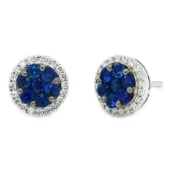 Pendientes desmontables de oro blanco, zafiros y diamantes