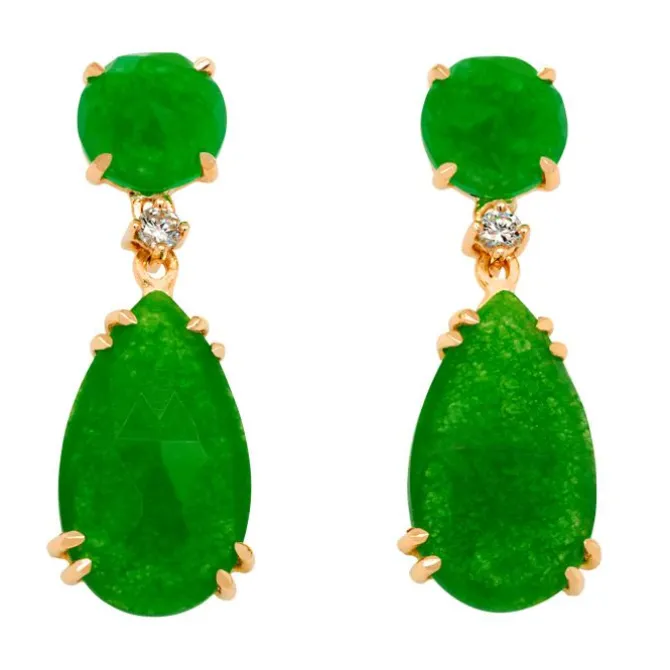 Pendientes en oro rosa con diamantes y Jade