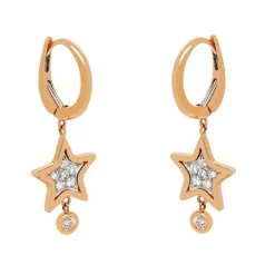 Pendientes estrella de oro rosa y diamantes de 0.26 quilates