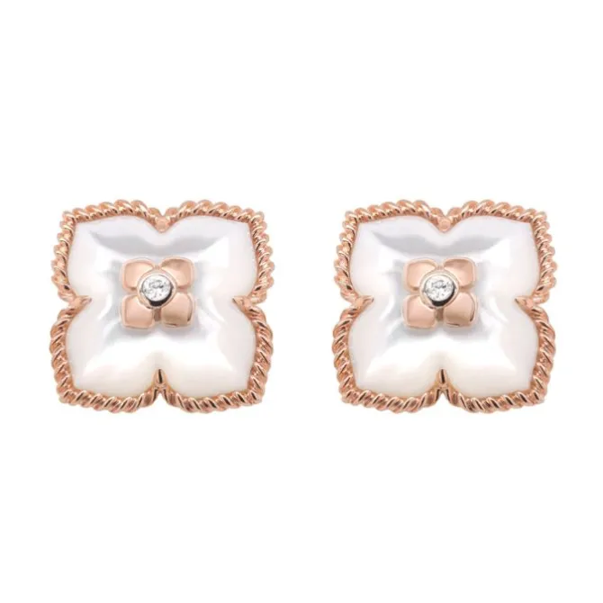 Pendientes flor con diamante 0,02 quilates y madreperla 3,00 quilates