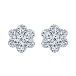 Pendientes flor de oro blanco con diamantes 0,90 quilates
