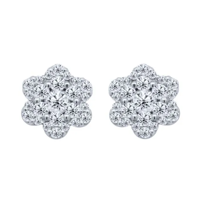 Pendientes flor de oro blanco con diamantes 0,90 quilates
