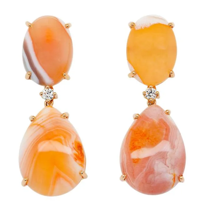 Pendientes ágatas, oro rosa y diamantes
