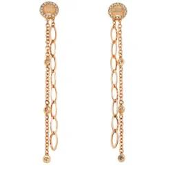 Pendientes largos de oro rosa y diamantes