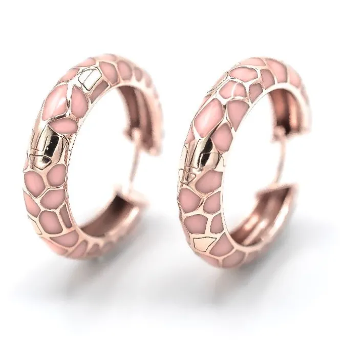 Pendientes Mattioli Puzzle Safari esmalte rosa