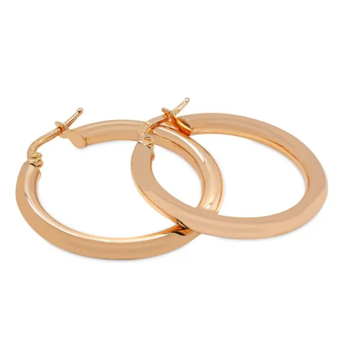 Pendientes medianos de aro en oro rosa