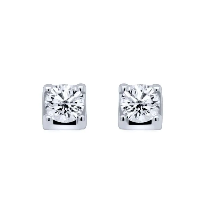 Pendientes solitario en oro blanco y diamante de 0.64 quilates