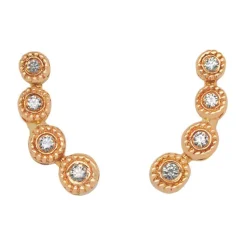 Pendientes trepadores de oro rosa y diamantes de 0.076 quilates