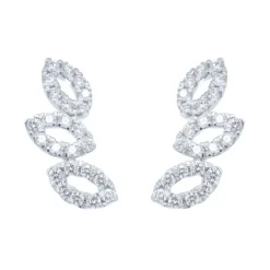 Pendientes trepadores de oro blanco y diamantes 1.22 quilates