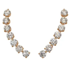 Pendientes trepadores en oro rosa y diamantes 0.90 quilates