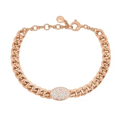Pulsera barbada de oro rosa con diamantes talla brillante 0,70 quilates