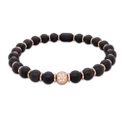 Pulsera de cerámica negra, oro rosa y diamantes 0.56 quilates
