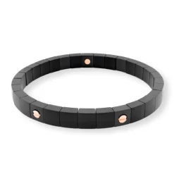 Pulsera de cerámica negra y oro rosa