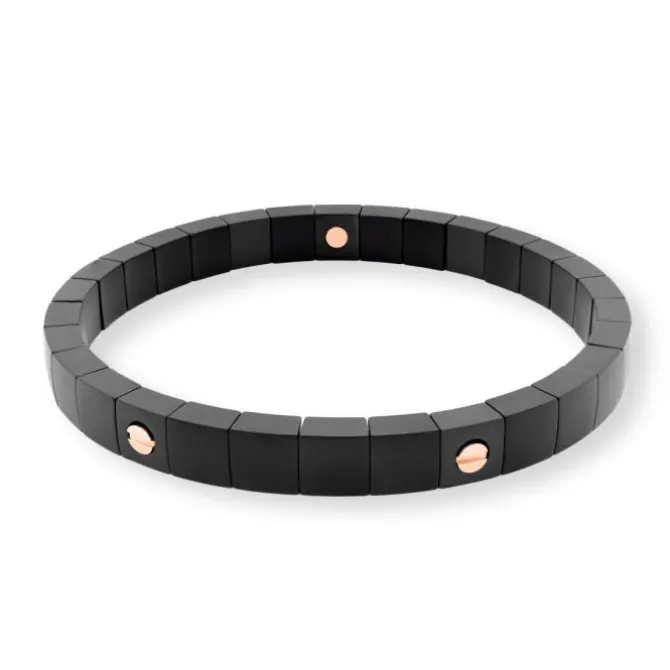 Pulsera de cerámica negra y oro rosa