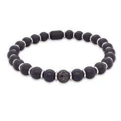 Pulsera de cerámica, oro blanco y diamantes negros 0.56 quilates