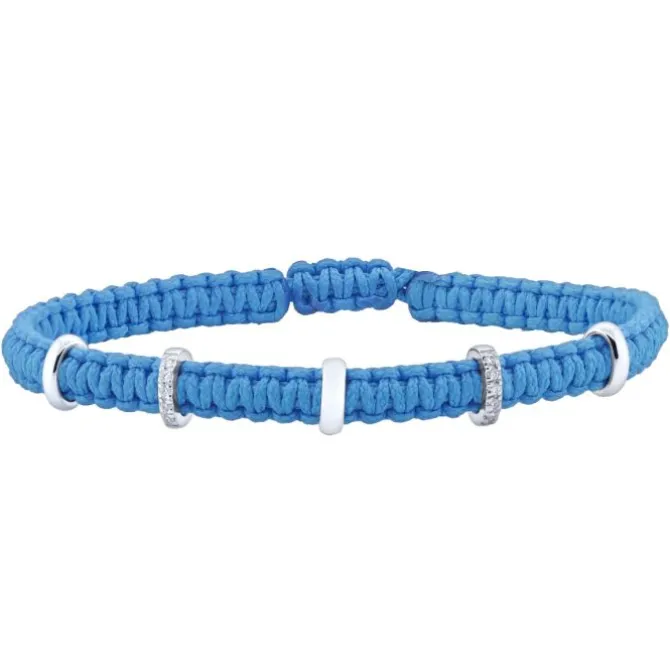 Pulsera de macramé con oro blanco y diamantes 0.05 quilates