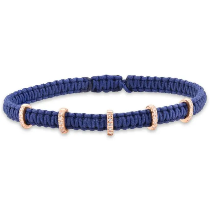 Pulsera de macramé con oro rosa y diamantes 0.125 quilates